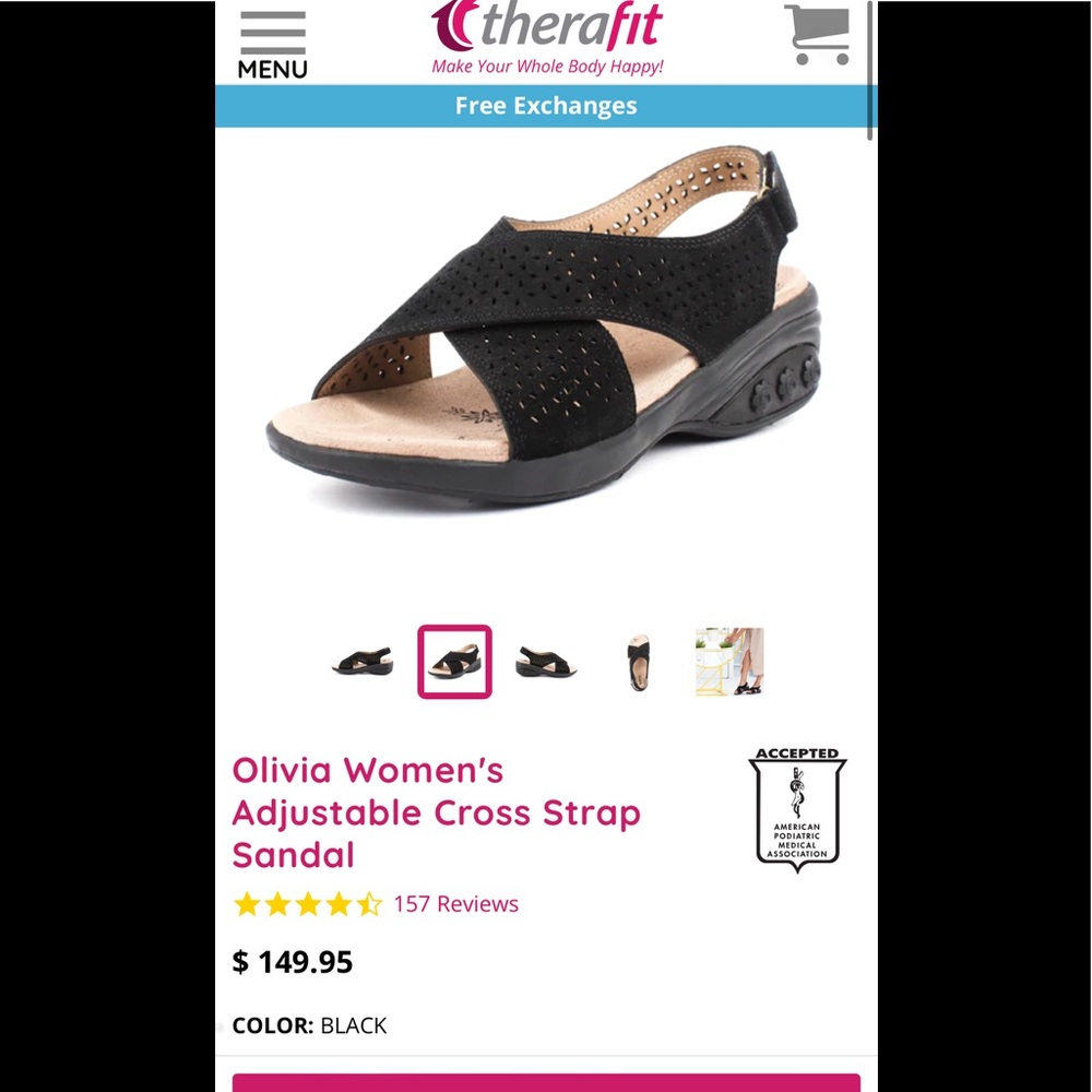 Therafit Olivia Adjustable Cross Strap Sandal